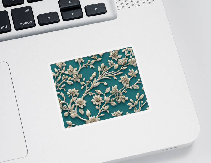 Vine Sticker featuring the digital art Flowering Vine II by Bonnie Bruno