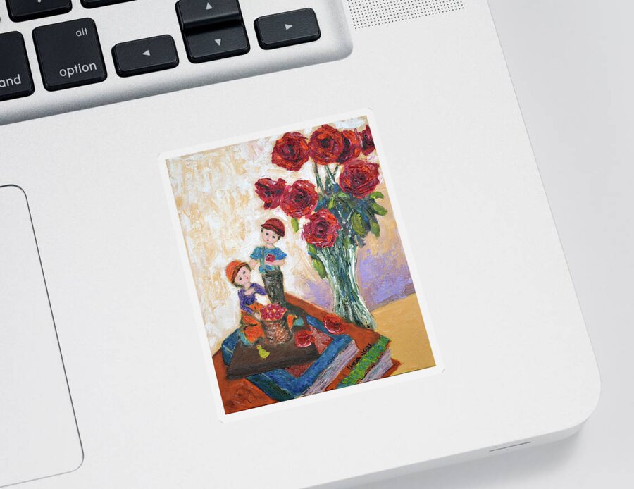 Flowers From My Garden 22 Sticker featuring the painting Flowers from my garden 22 by Uma Krishnamoorthy