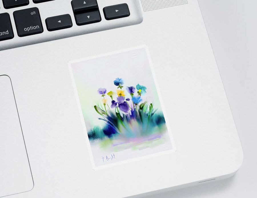 Ipad Painting Sticker featuring the digital art Flowers N Water by Frank Bright