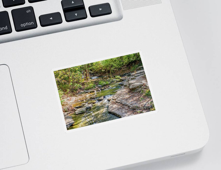 Tanyard Creek Nature Trail Sticker featuring the photograph Flowing Tanyard Creek by Jennifer White