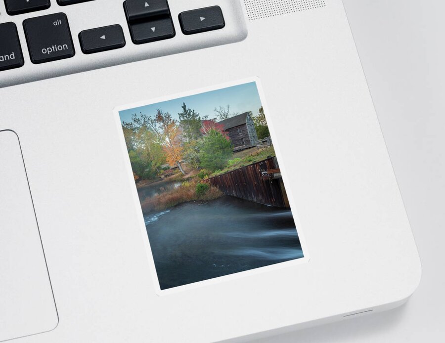 Autumn Sticker featuring the photograph Flowing Water Past The Mill by Kristia Adams