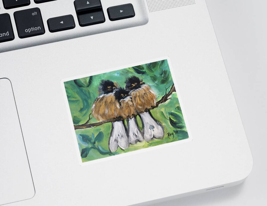 Birds Sticker featuring the painting Fluffies by Roxy Rich