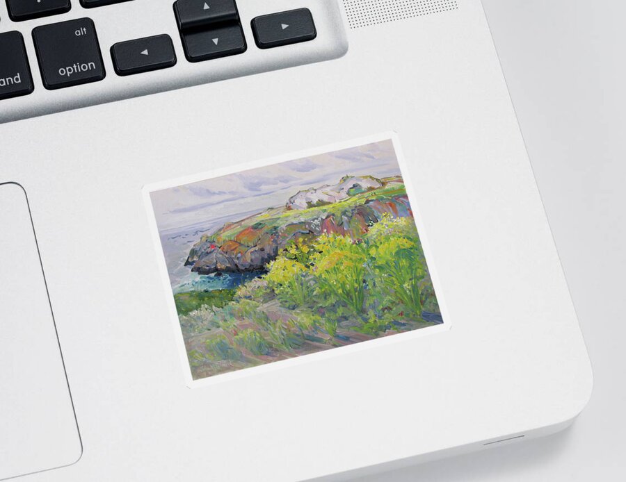 Fog Sticker featuring the painting Foggy Day Duncan's Landing by John McCormick