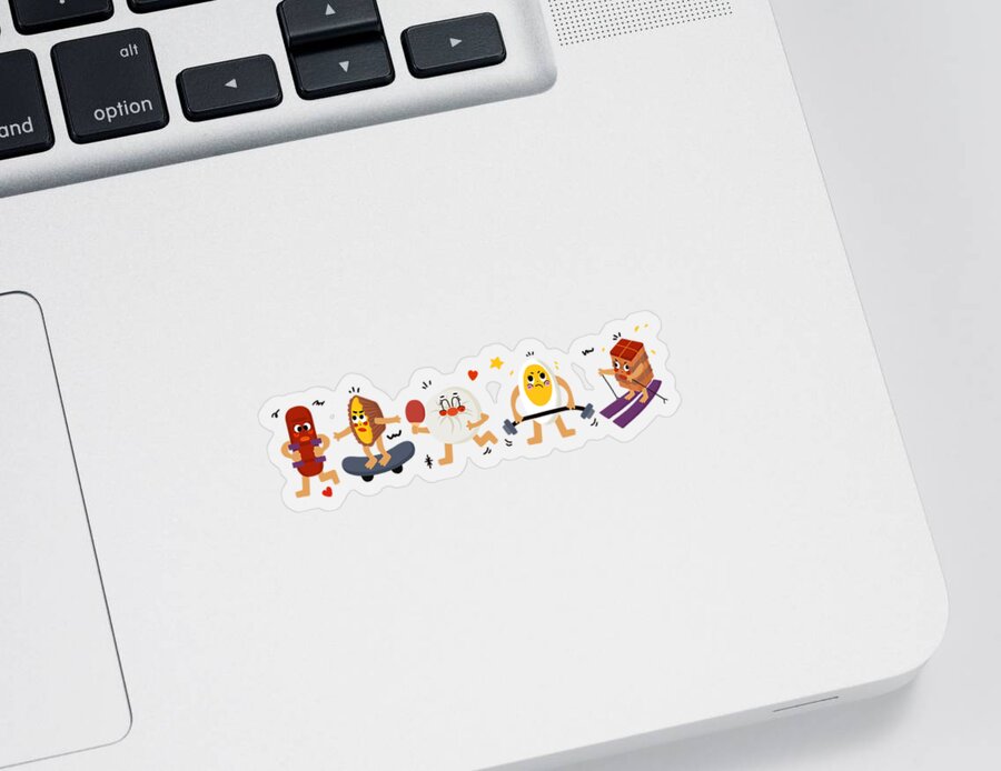 Sausage Sticker featuring the drawing Food love Sports series 1 by Min Fen Zhu