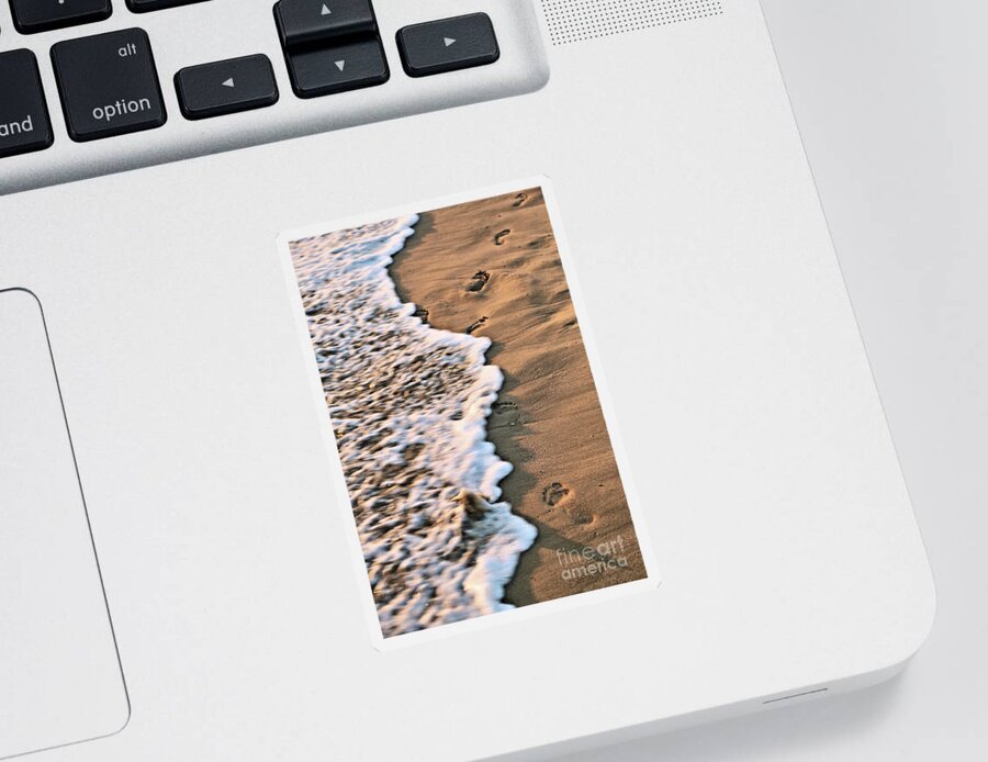 Footprints Sticker featuring the photograph Footprints in the Sand by Vivian Krug Cotton