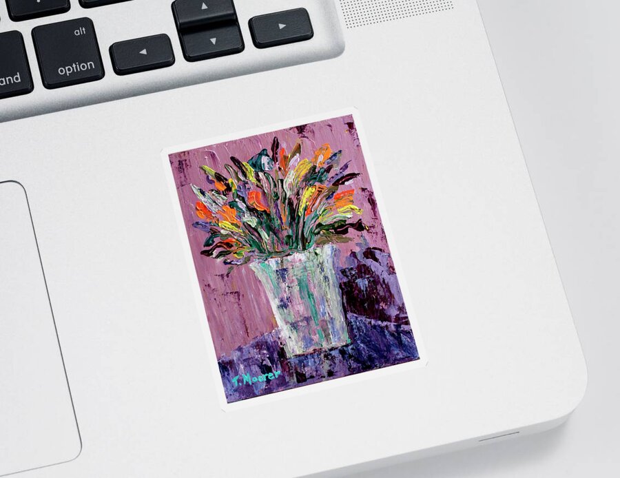 Flowers Sticker featuring the painting Flowers For Amy by Teresa Moerer