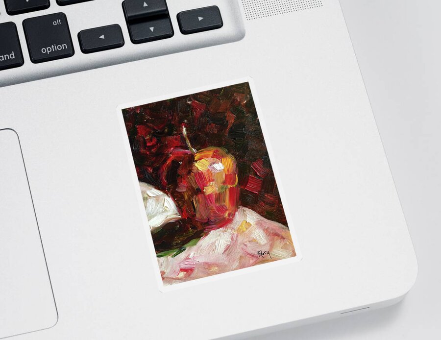Apple Sticker featuring the painting For my Teacher by Roxy Rich
