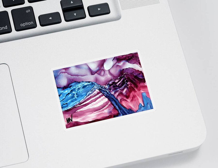 Alcohol Ink Sticker featuring the painting For Purple Mountain Majesties by Angela Marinari