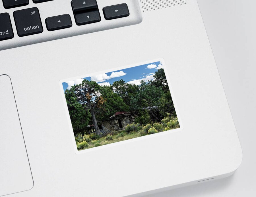 Cabin Sticker featuring the photograph Forgotten Homestead - 8783 by Jerry Owens