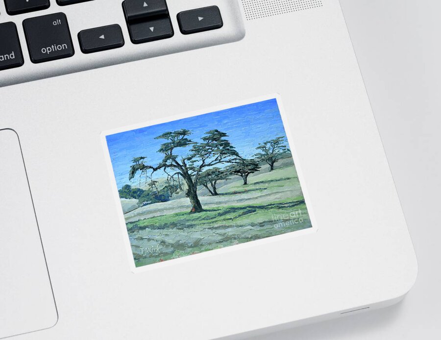 Monterey Sticker featuring the painting Fort Ord Oaks by PJ Kirk