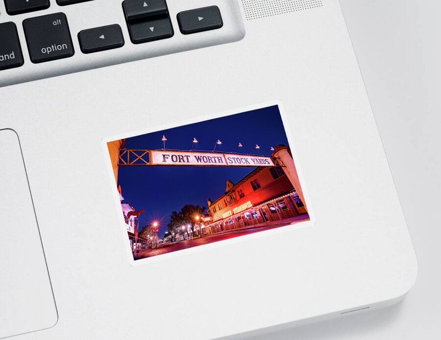 Fort Worth Sticker featuring the photograph Fort Worth Stockyards Texas Skyline At Dawn by Gregory Ballos