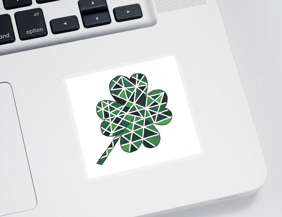 Four Leaf Clover Sticker featuring the mixed media Four Leaf Clover by Lisa Neuman