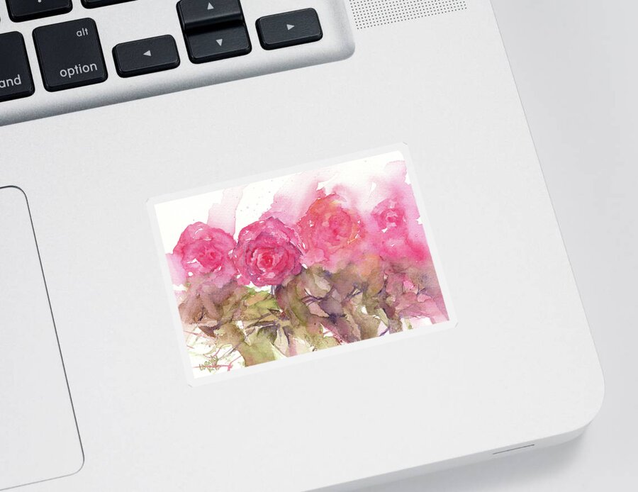 Roses Sticker featuring the painting Four Roses by Wendy Keeney-Kennicutt