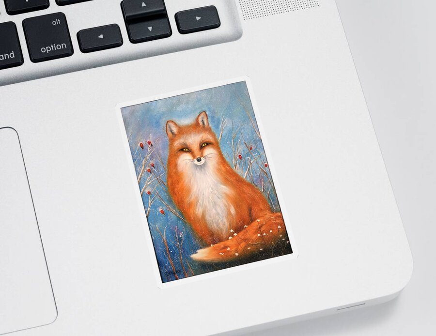 Wall Art Animals Fox  Red Fox Gloss Print Cards Of Original Painting Fox Double Page Postcard Of Original Painting White Envelope Greeting Cards Posters Sticker featuring the photograph Fox by Tanya Harr