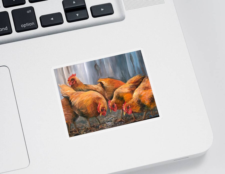 Chickens Sticker featuring the painting Free Range by Barbara Landry