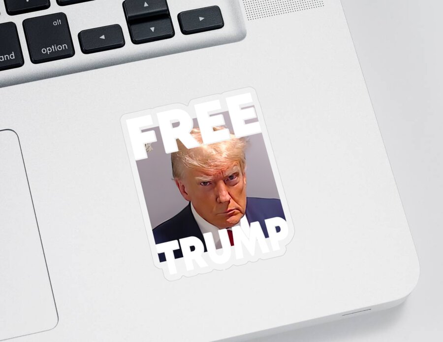 Cool Sticker featuring the digital art Free Trump Mugshot by Flippin Sweet Gear