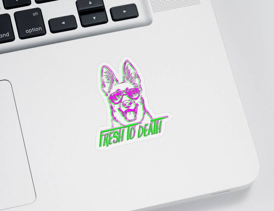 Gsp Sticker featuring the digital art Fresh To Death Retro German Shepherd Dog by Jacob Zelazny