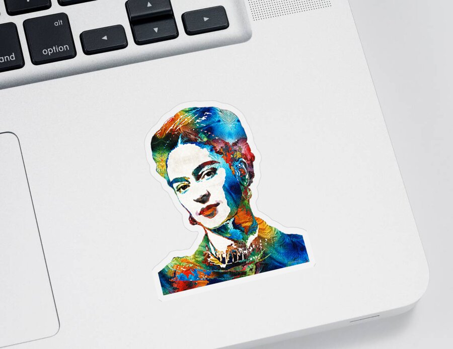 Frida Kahlo Sticker featuring the painting Frida Kahlo Art - Viva La Frida - By Sharon Cummings by Sharon Cummings