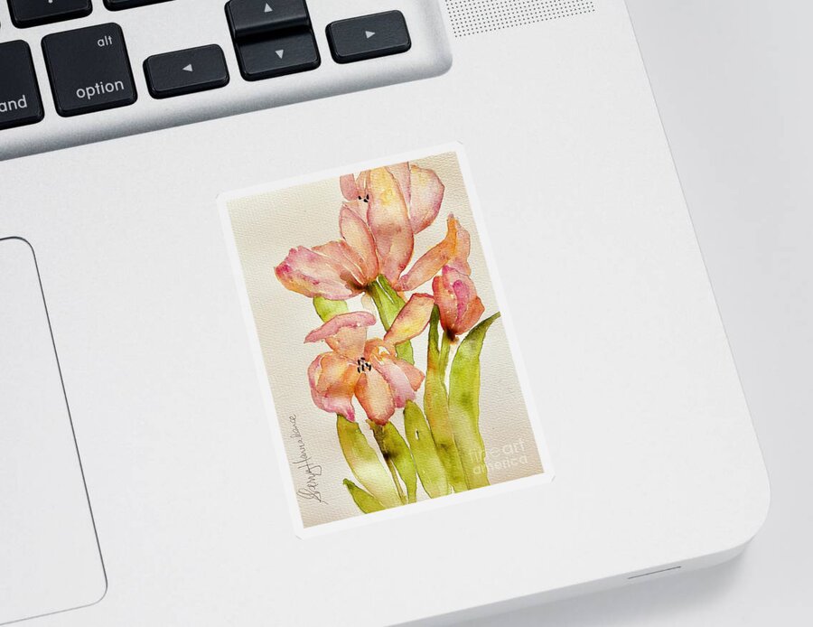 Tulips Sticker featuring the painting Friendship Tulips by Sherry Harradence