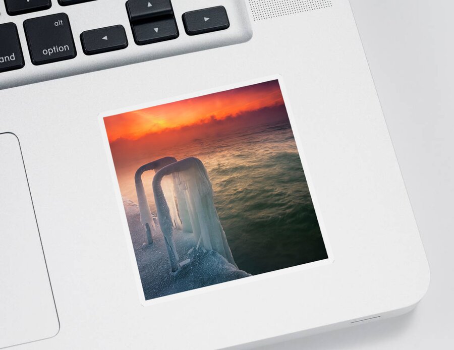 Dawn Sticker featuring the photograph Frozen by Evgeni Dinev