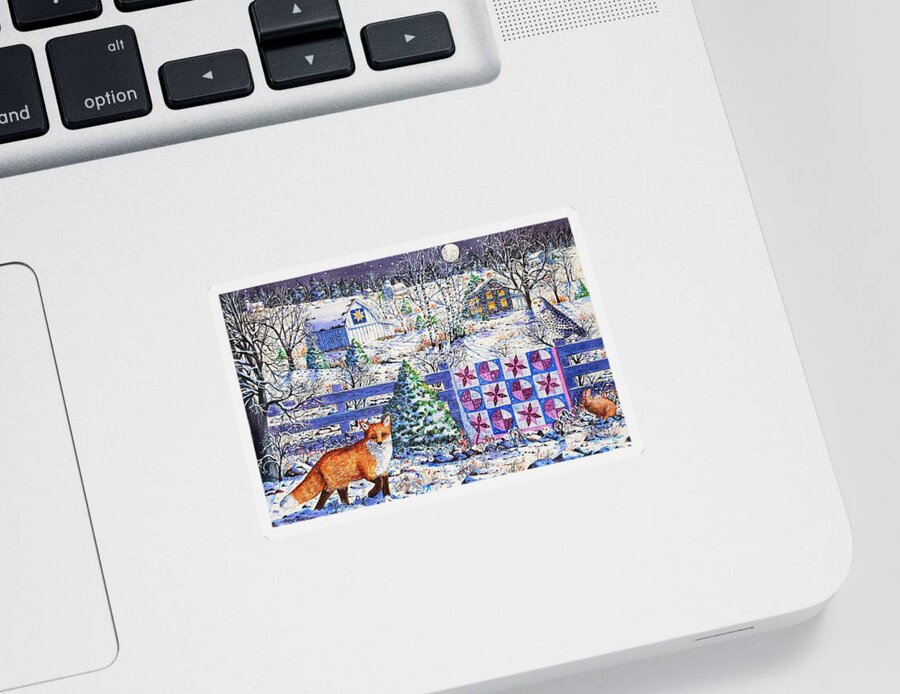 Winter Landscape Sticker featuring the painting Full Moon Quilt by Diane Phalen