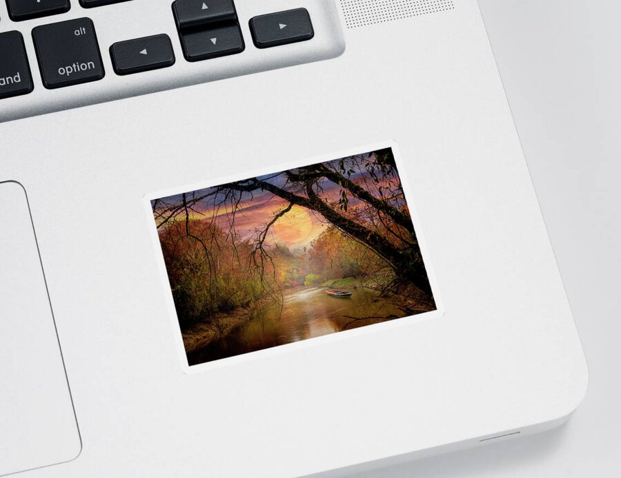 Lake Sticker featuring the photograph Full Moon Reflections by Debra and Dave Vanderlaan