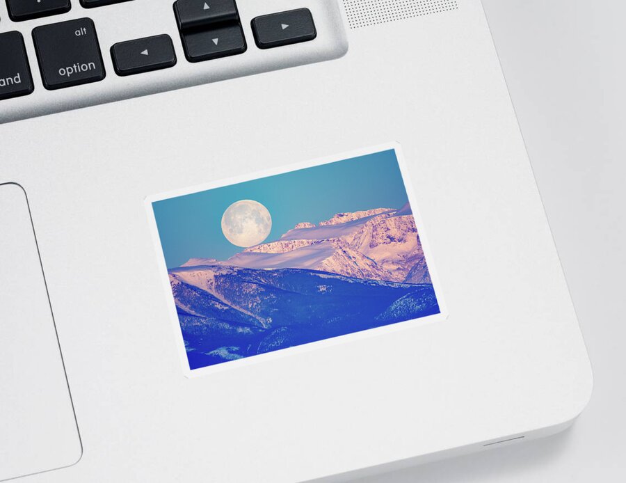 Moon Sticker featuring the photograph Full Moon Setting by Gary Beeler