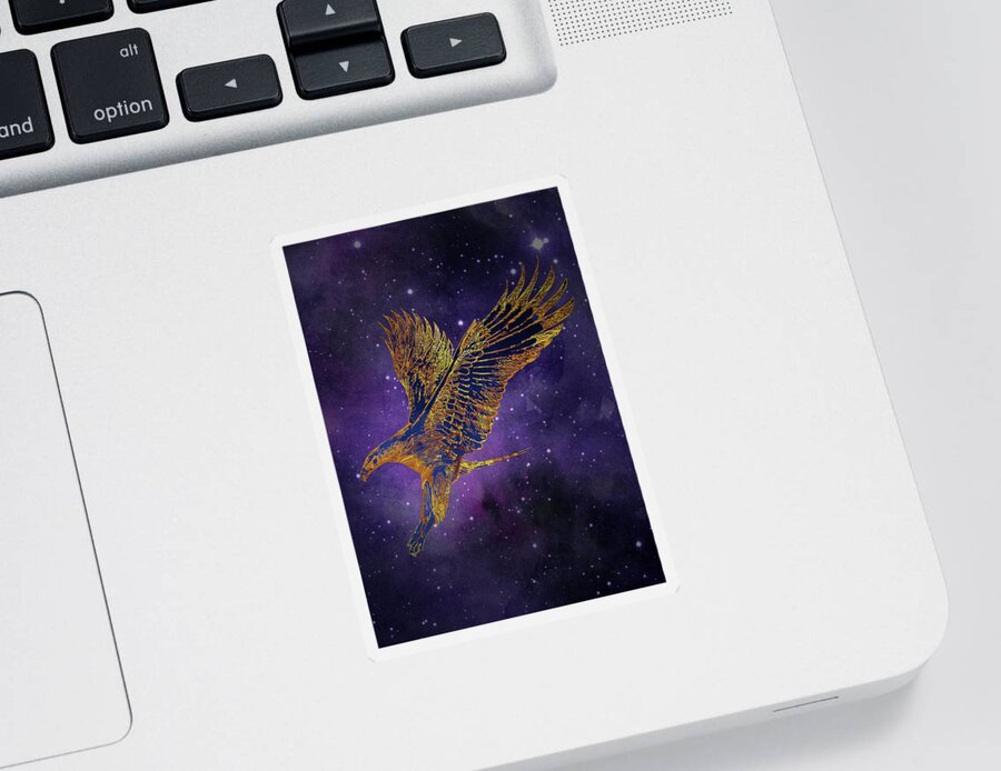 Hawk Sticker featuring the digital art Galaxy Hawk by Sambel Pedes
