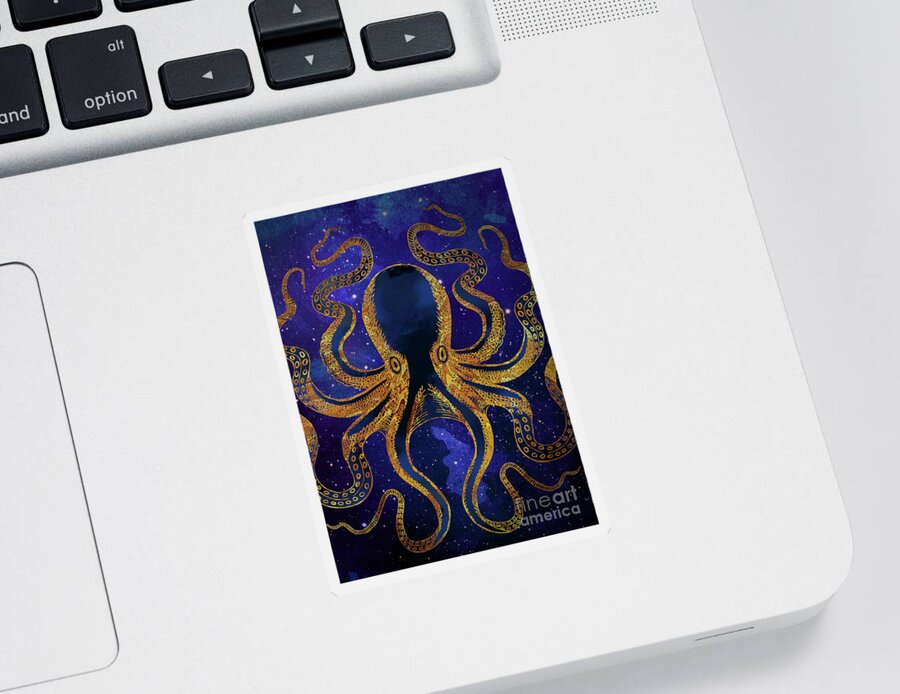 Galaxy Sticker featuring the digital art Galaxy Octopus by Sambel Pedes