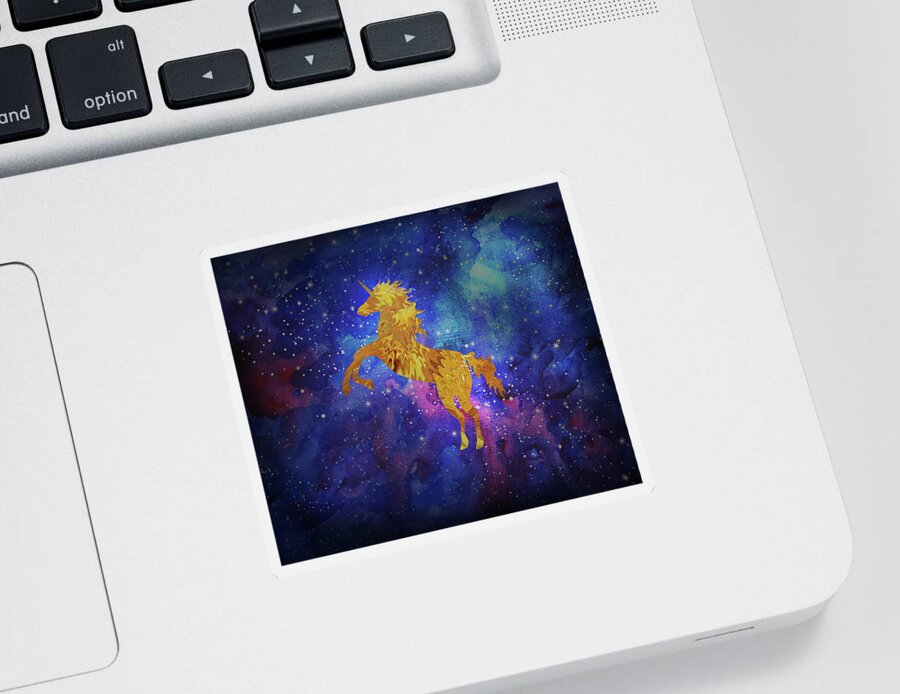 Pegasus Sticker featuring the digital art Galaxy Unicorn by Sambel Pedes