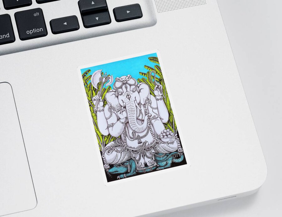 Ganesha Sticker featuring the painting Ganapati by Vrindavan Das