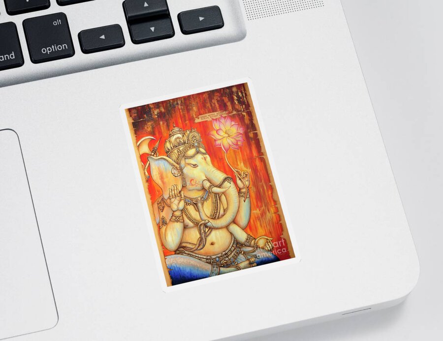 Ganesha Sticker featuring the painting Ganesha by Yuliya Glavnaya