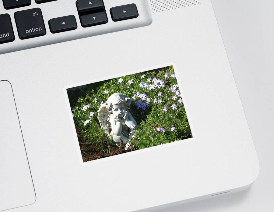 Cherub Sticker featuring the photograph Garden Cherub by Trina Ansel