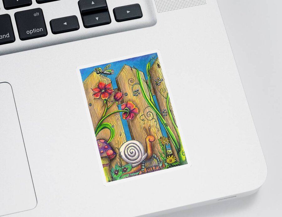 Garden Sticker featuring the drawing Garden Fence by Vicki Noble
