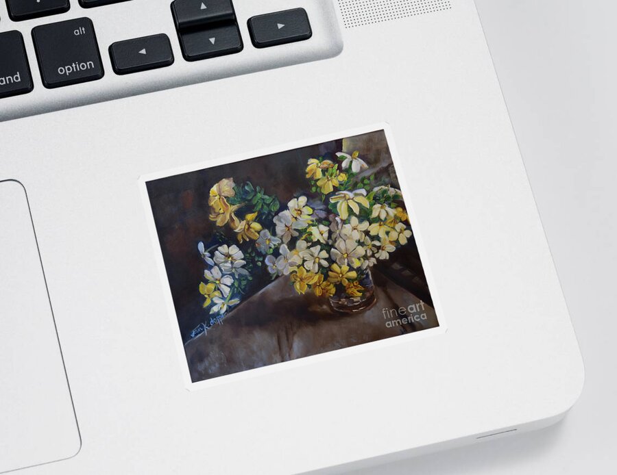 Gardenias Sticker featuring the painting Gardenia Love by Jan Dappen