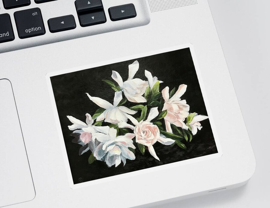 Flowers Sticker featuring the painting Gardenias by Deborah Smith