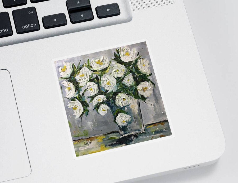 Gardenias Sticker featuring the painting Gardenias in Bloom by Roxy Rich