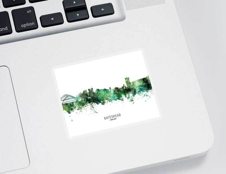 Gateshead Sticker featuring the digital art Gateshead England Skyline #18 by Michael Tompsett