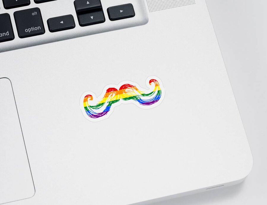 Funny Sticker featuring the digital art Gay Pride Mustache by Flippin Sweet Gear