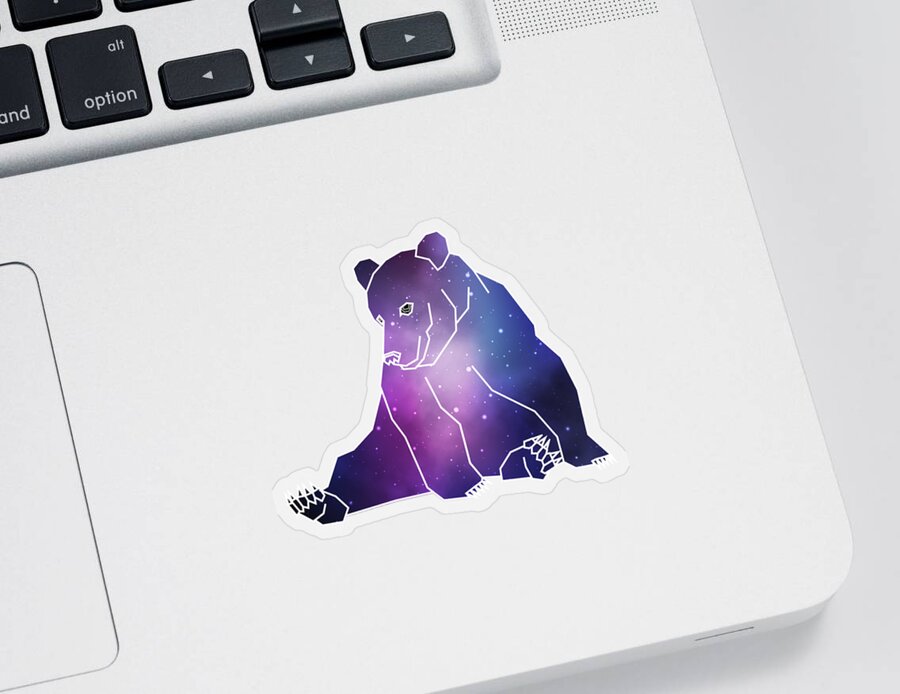 Animal Sticker featuring the digital art Geometric Bear Low Poly Galaxy Wildlife Forest by Mister Tee