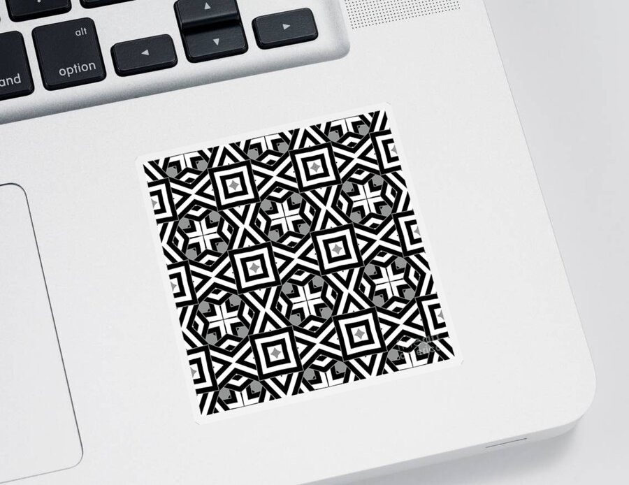 Pattern Sticker featuring the digital art Geometric Designer Pattern 719 - Grey Black by Philip Preston