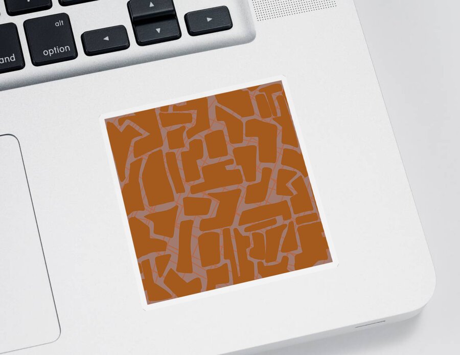 Geometric Abstract Sticker featuring the drawing Geometric Tiger Orange by Nancy Merkle