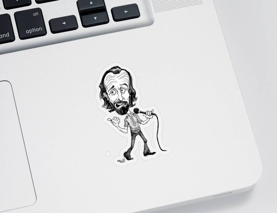 Cartoon Sticker featuring the drawing George Carlin by Mike Scott