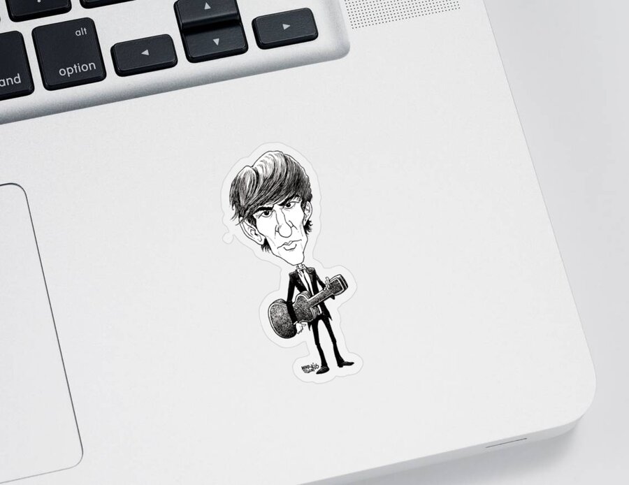 Cartoon Sticker featuring the drawing George Harrison by Mike Scott