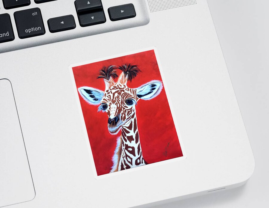  Sticker featuring the painting Gerry the Giraffe by Bill Manson
