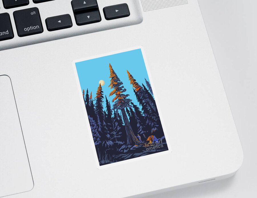 Nature Sticker featuring the painting Giant Cedar by Sassan Filsoof