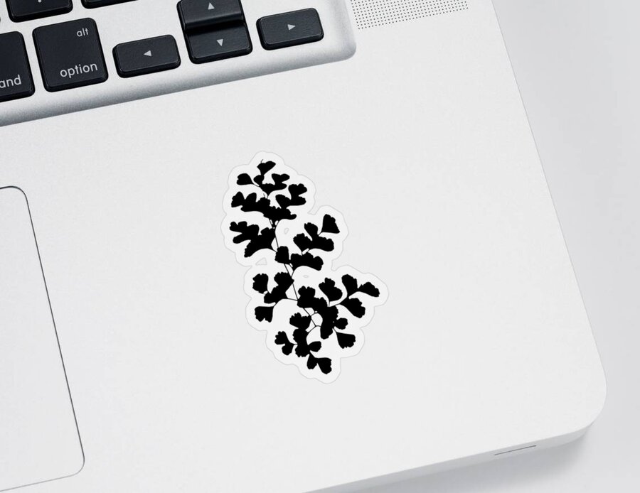 Ginkgo Sticker featuring the digital art Ginkgo Biloba Black and White by Rebecca Herranen