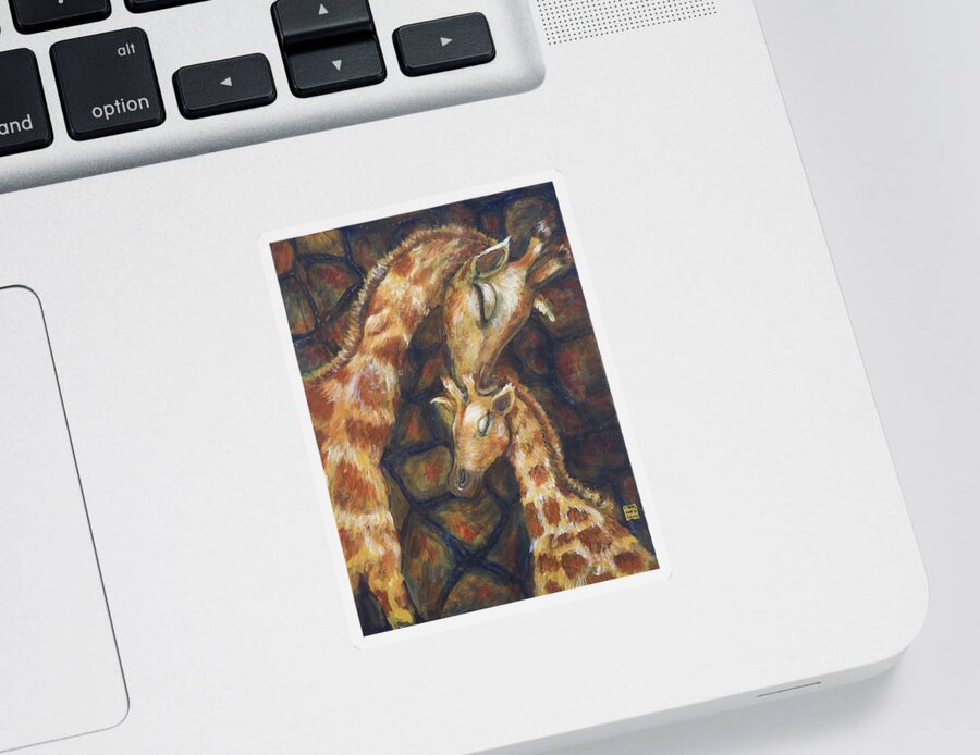 Giraffe Sticker featuring the painting Giraffe I by Nik Helbig