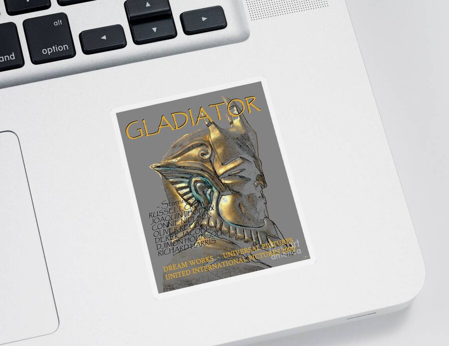 Gladiator Sticker featuring the mixed media Gladiator retro movie poster by David Lee Thompson