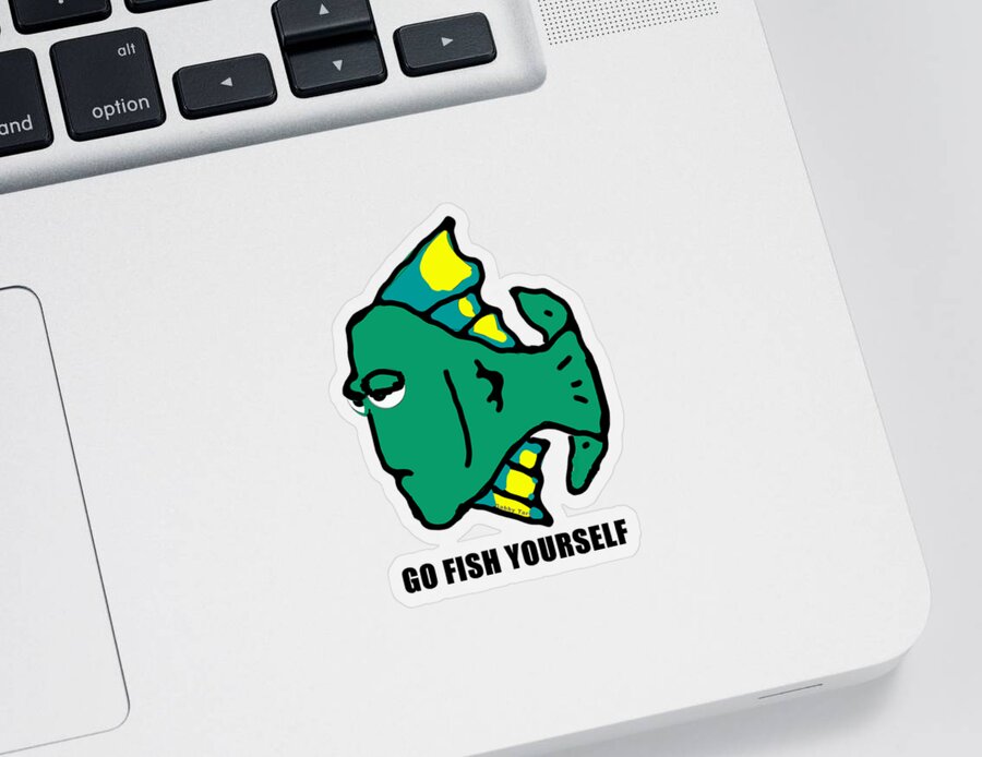 Humor Sticker featuring the digital art Go Fish Yourself by Gabby Tary